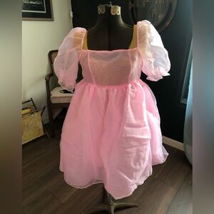 Pink puff sleeve baby doll style dress SM